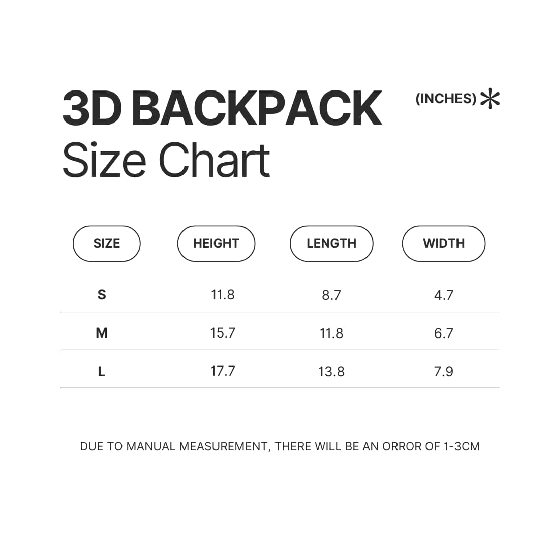 3D Backpack Size Chart - Cbum Gifts