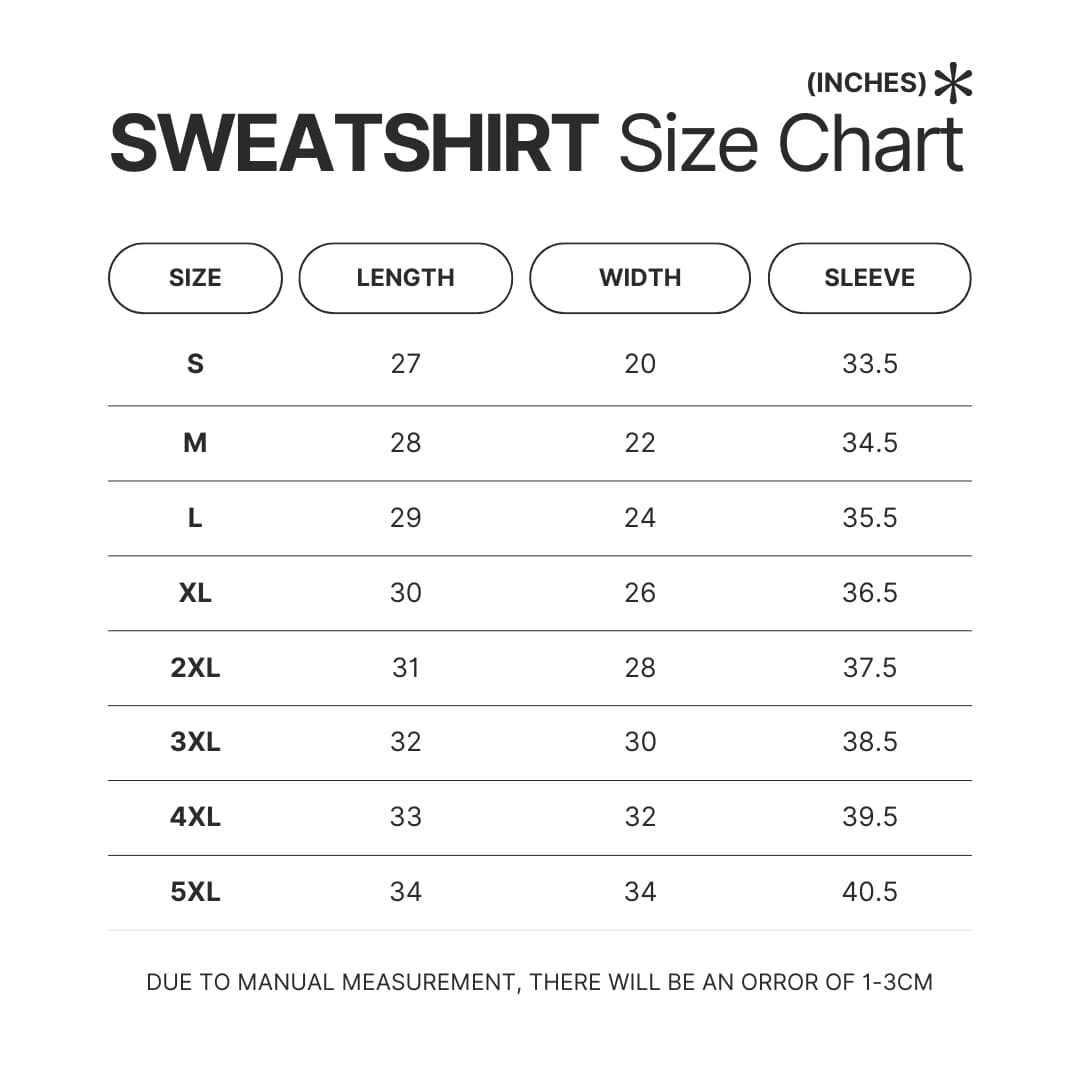 Sweatshirt Size Chart - Cbum Gifts