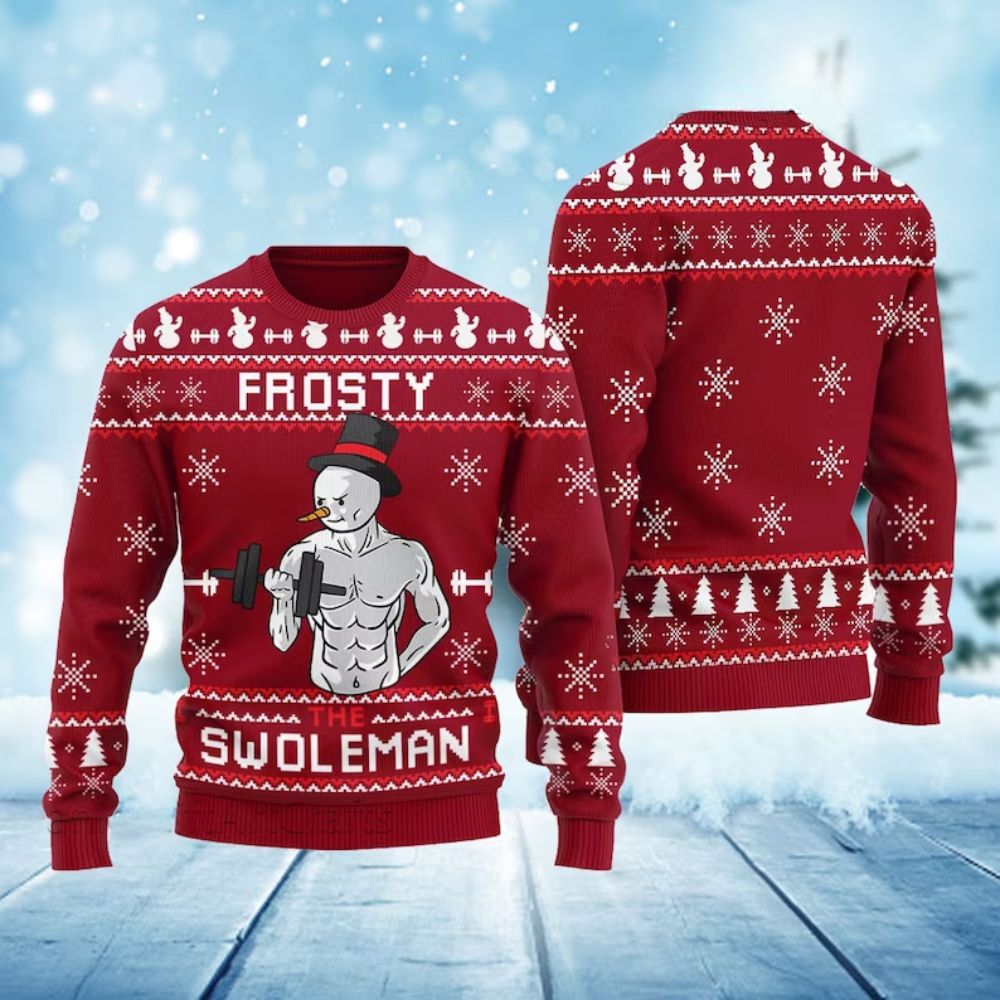 Chris Bumstead Frosty Swoleman Red Ugly Christmas Sweater